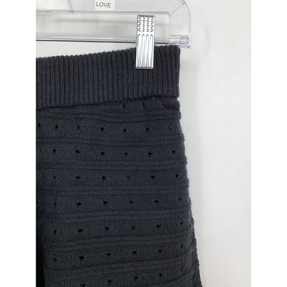 Unbranded Two Piece Set Buttondown Top & Shorts Womens Small Black Open Knit - Picture 6 of 7